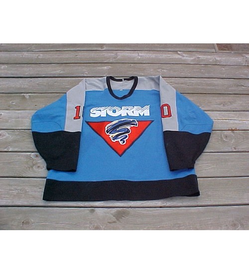 Custom OHL Guelph Storm 1993-96 10 Robichaud Hockey Jersey Road Blue